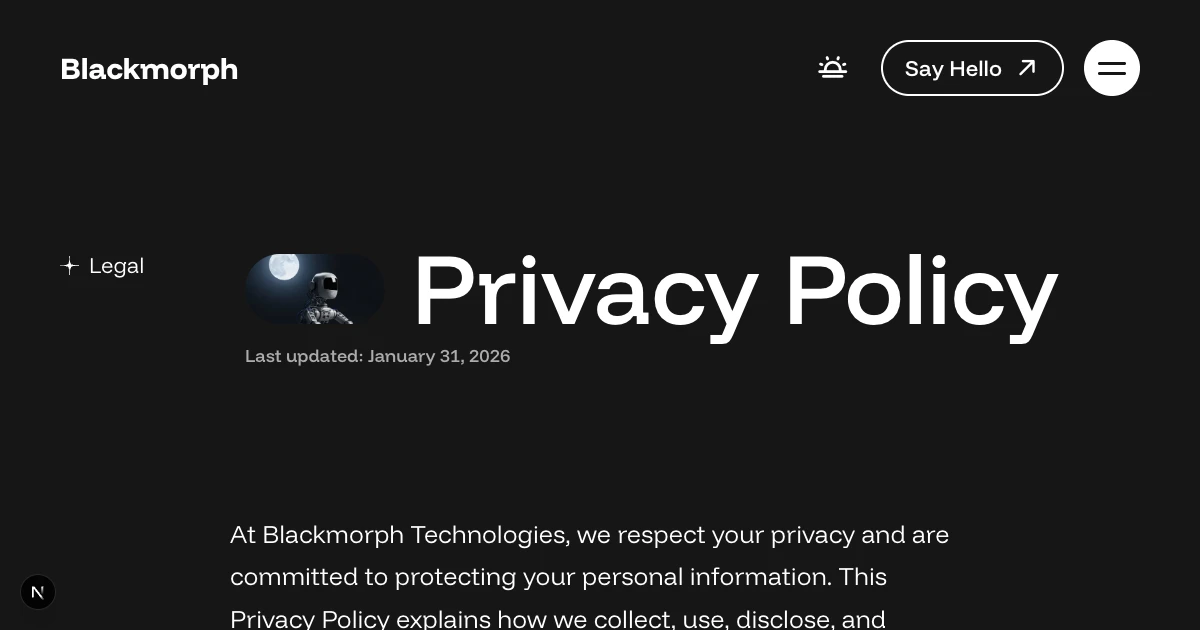 Privacy Policy | Blackmorph Technology